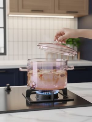 Olla de vidrio rosada 1.5 litros