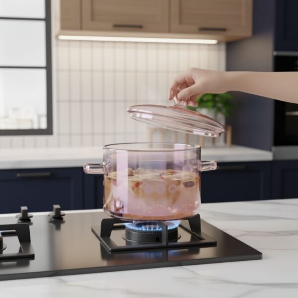 1 Olla de vidrio rosada 1.5 litros